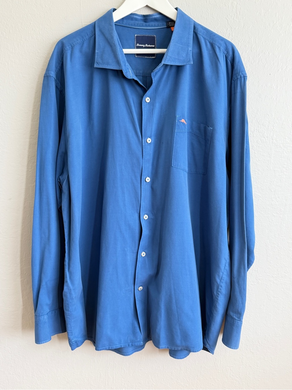 Tommy Bahama Blue Silk Blend Button-Up Shirt XXL Old Money Minimalist